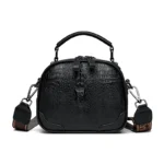 Round pattern croc embossed designer bag