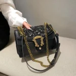 Sequined flap designer chain bag - Image 2