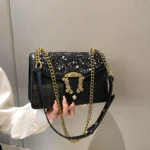 Sequined flap designer chain bag - Image 3