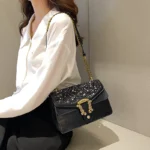 Sequined flap designer chain bag - Image 4