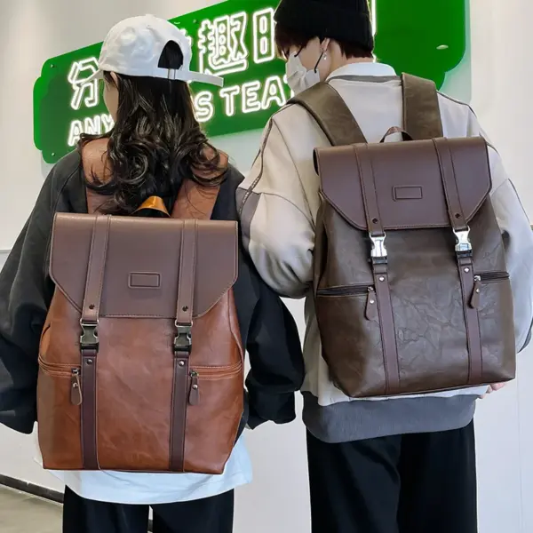 Vintage style premium leather backpack - Image 9