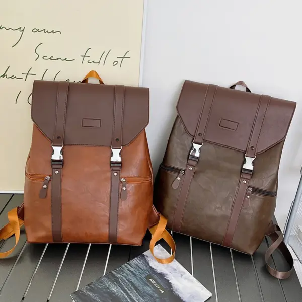 Vintage style premium leather backpack - Image 12