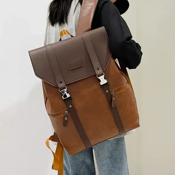 Vintage style premium leather backpack - Image 4