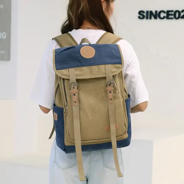 Contrast color high quality canvas backpack - Image 3
