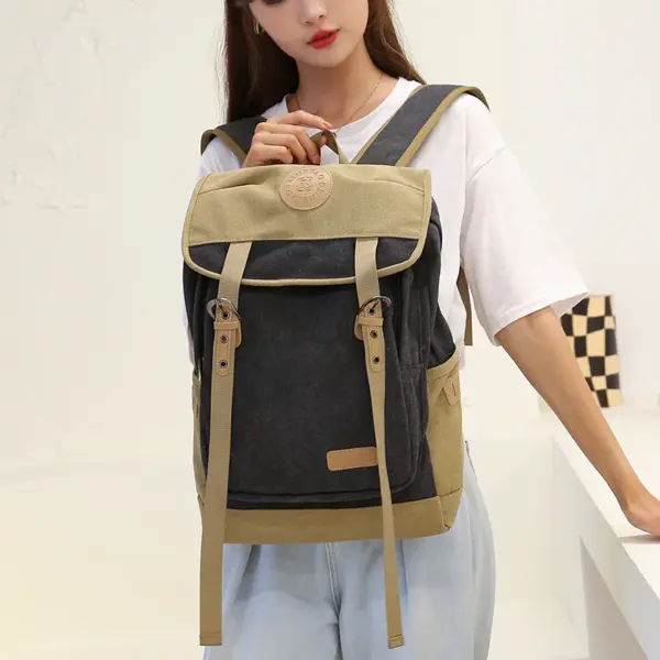 Contrast color high quality canvas backpack - Image 4