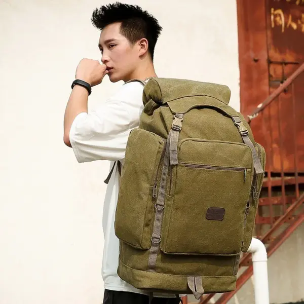 Large capacity outdoor hiking canvas backpack - Image 11