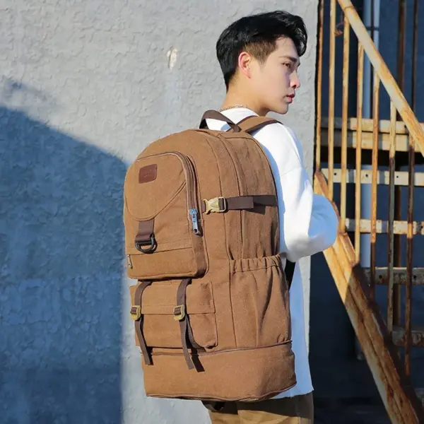 Large capacity outdoor multi functional canvas backpack - Image 2