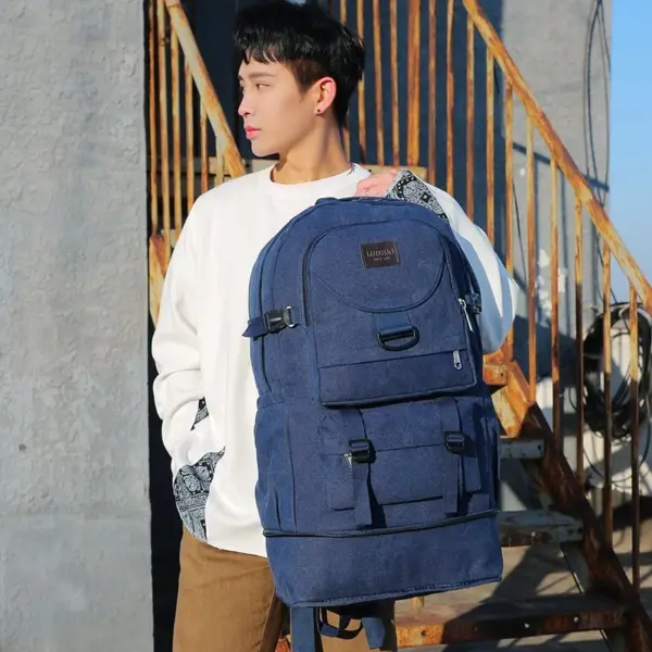 Large capacity outdoor multi functional canvas backpack - Image 7