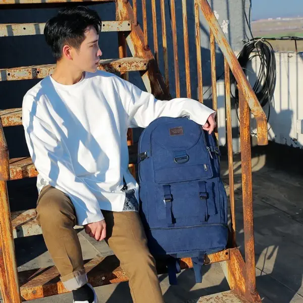 Large capacity outdoor multi functional canvas backpack - Image 9