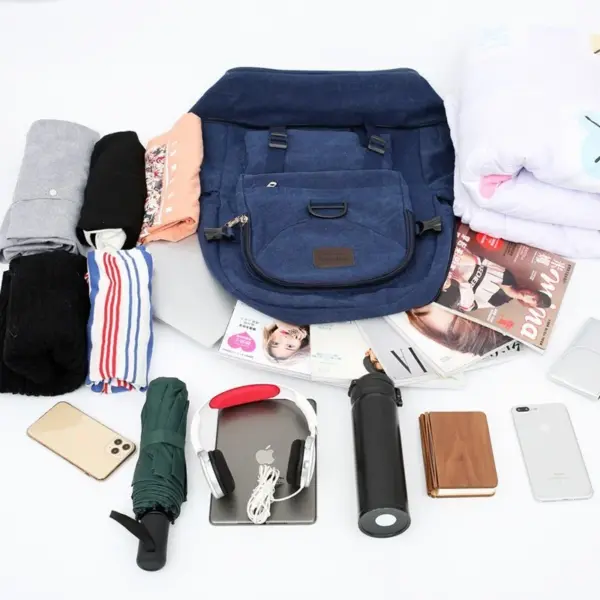 Large capacity outdoor multi functional canvas backpack - Image 19