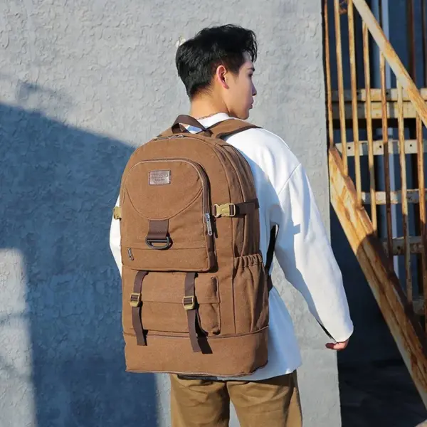 Large capacity outdoor multi functional canvas backpack - Image 4