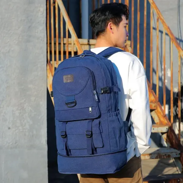 Large capacity outdoor multi functional canvas backpack - Image 5