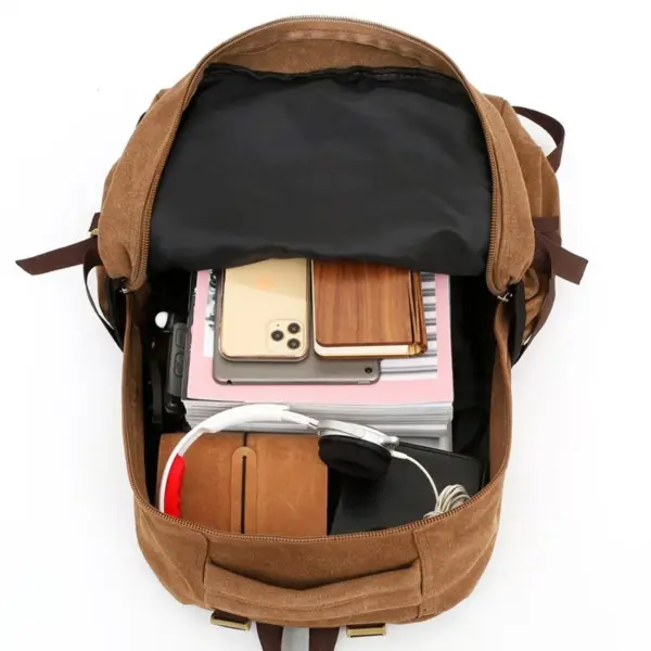 Large capacity outdoor vintage canvas backpack - Image 6