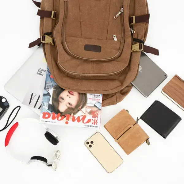 Large capacity outdoor vintage canvas backpack - Image 7