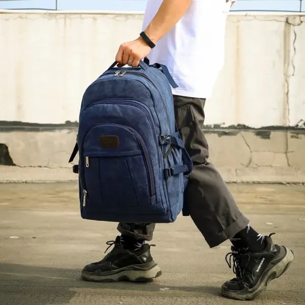 Large capacity outdoor vintage canvas backpack - Image 12