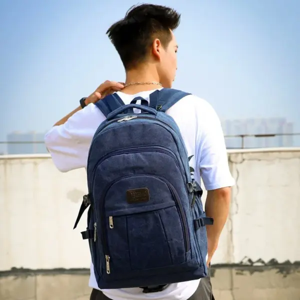 Large capacity outdoor vintage canvas backpack - Image 13