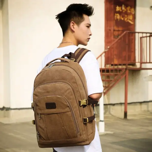 Large capacity outdoor vintage canvas backpack - Image 17