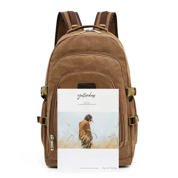 Large capacity outdoor vintage canvas backpack - Image 2