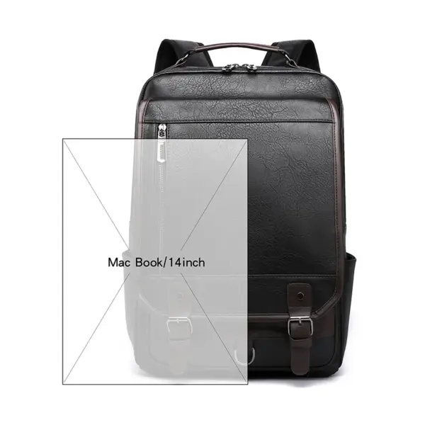 Large capacity top handle men`s leather backpack - Image 2