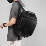 Large capacity top handle men`s leather backpack - Image 10