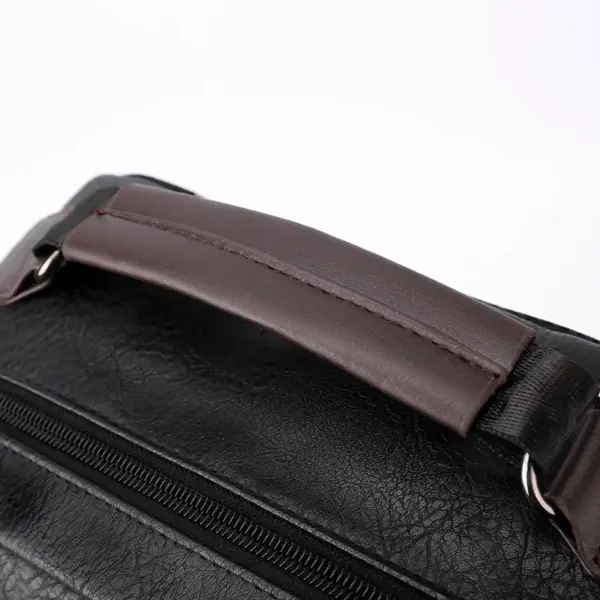 Large capacity top handle men`s leather backpack - Image 4