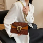 Luxury crocodile pattern vintage chain bag - Image 2