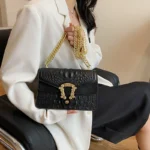 Luxury crocodile pattern vintage chain bag - Image 4