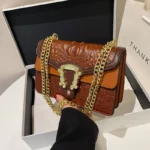 Luxury crocodile pattern vintage chain bag - Image 11