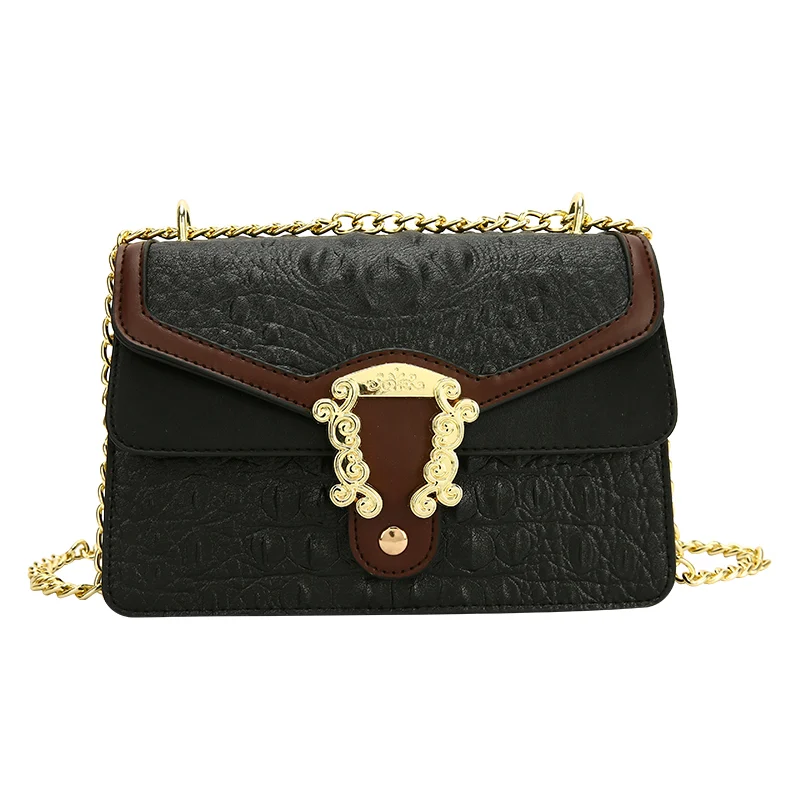 Luxury crocodile pattern vintage chain bag