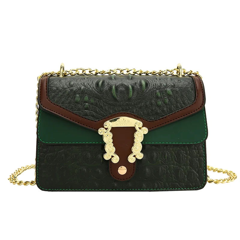 Luxury crocodile pattern vintage chain bag