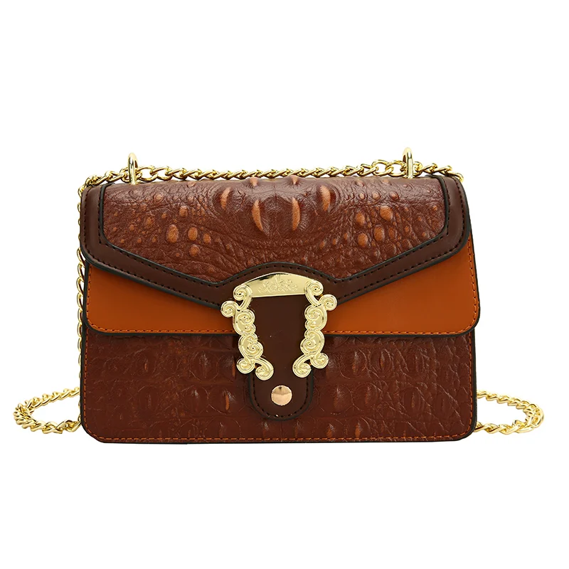 Luxury crocodile pattern vintage chain bag