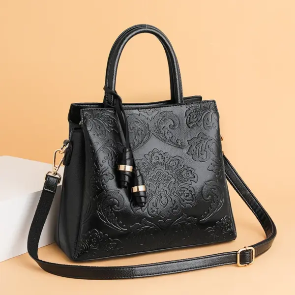 Luxury flower embossed vintage designer tote bag - Image 12