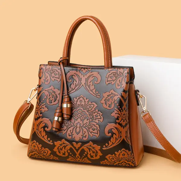 Luxury flower embossed vintage designer tote bag - Image 13