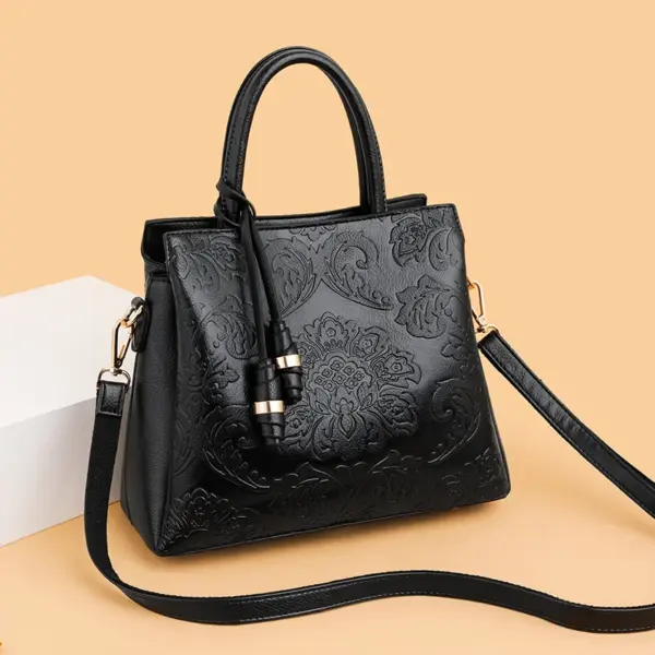 Luxury flower embossed vintage designer tote bag - Image 14