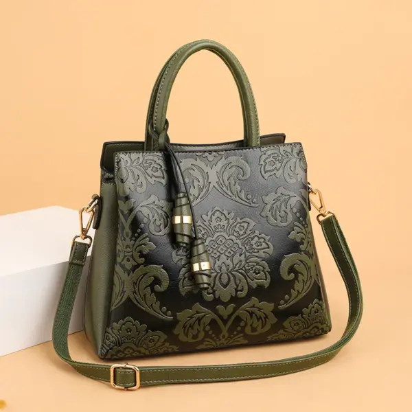 Luxury flower embossed vintage designer tote bag - Image 15