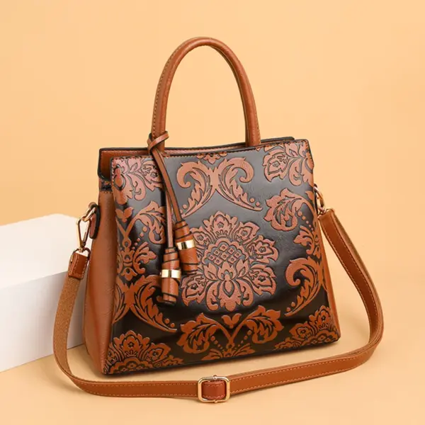 Luxury flower embossed vintage designer tote bag - Image 16