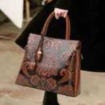 Luxury flower embossed vintage designer tote bag - Image 2