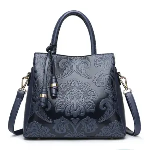 Luxury flower embossed vintage designer tote bag