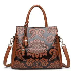 Luxury flower embossed vintage designer tote bag