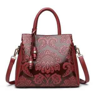 Luxury flower embossed vintage designer tote bag
