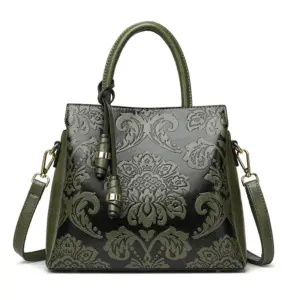 Luxury flower embossed vintage designer tote bag