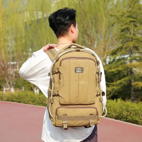 Multi functional outdoor large capacity canvas backpack - Image 7