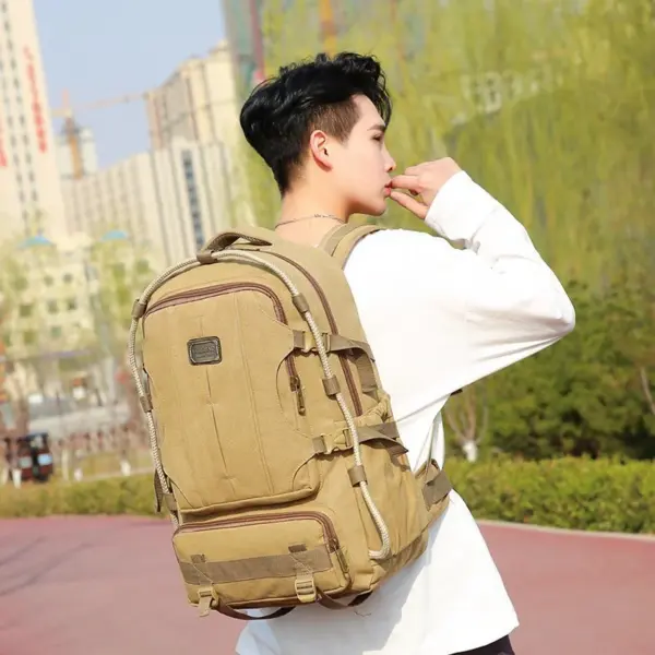 Multi functional outdoor large capacity canvas backpack - Image 8