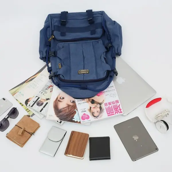Multi functional outdoor large capacity canvas backpack - Image 14