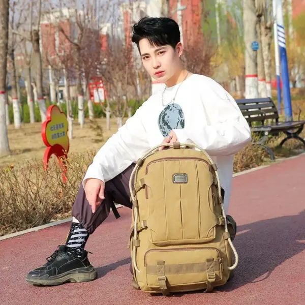 Multi functional outdoor large capacity canvas backpack - Image 6