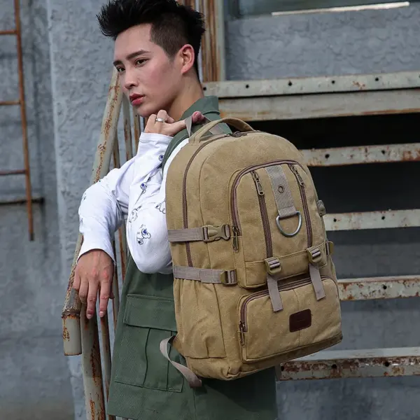 Multifunctional canvas large capacity backpack - Image 10