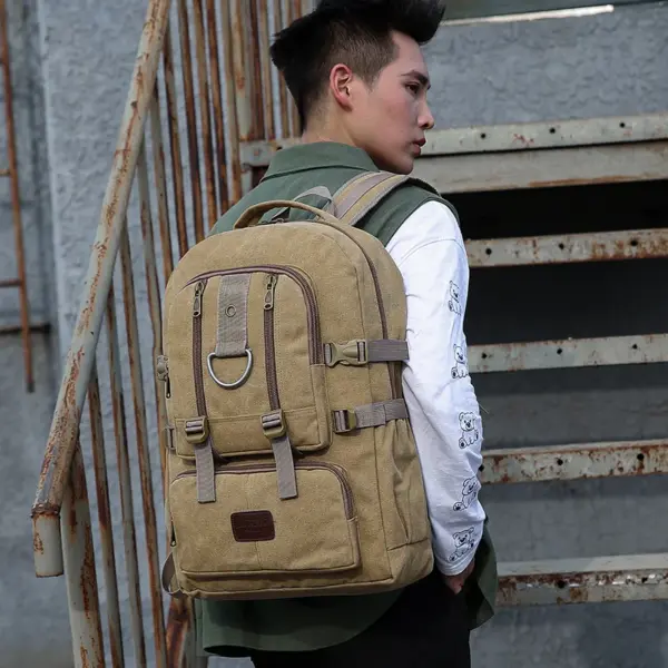 Multifunctional canvas large capacity backpack - Image 11