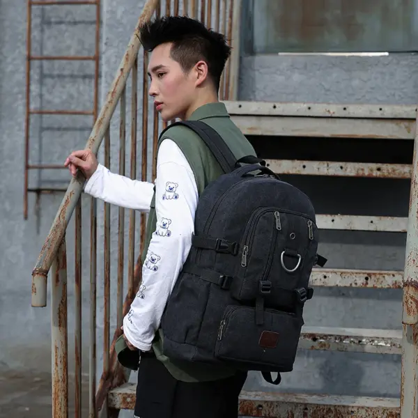 Multifunctional canvas large capacity backpack - Image 13