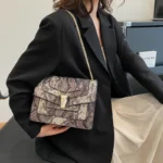 Snakeskin embossed square chain bag - Image 6