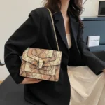 Snakeskin embossed square chain bag - Image 7